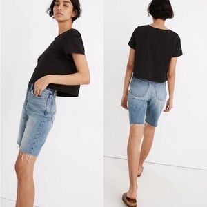 MADEWELL High Rise Long Denim Bermuda Shorts NWT Vacation